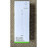 Belkin USB-C to Gigabit Ethernet Adapter, White, 15cm Cable, Supports 10/100/1000BASE-T, F2CU040DSWHTAPL
