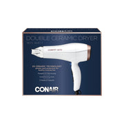 Conair 1875 Watt Double Ceramic Hair Dryer, White/Rose Gold