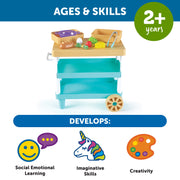 Learning Resources New Sprouts Prep 'n' Store Kitchen Island Play Food Set, Multi-Colored, 11 Pieces, Ages 2+, LER9752