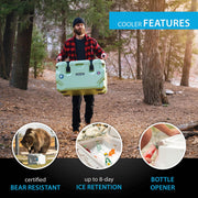 Lifetime 65 Quart Bear-Resistant High Performance Hard Camping Cooler, Sage Green, 75 Can Capacity, 91417