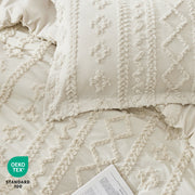 U by Bedsure Tufted Boho Comforter Set, Embroidered Farmhouse Shabby Chic Design, Beige, Queen, 3 Pieces