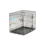 Carlson Pet Products Small Double Door Metal Dog Crate with Divider Panel, Foldable, Portable, Removable Washable Pan, 24 in L x 18 in W x 20.5 in H, 6021