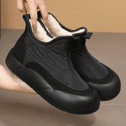 ScarletteEmmy Womens Slip-On Waterproof Winter Ankle Booties, Warm Plush Lining, Lightweight Anti-Slip Sole, Wide Fit, Black
