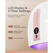 MelodySusie PLUS30G Rechargeable UV LED Nail Lamp, 48W, Cordless with 3 Timer Settings, Pink