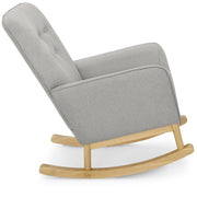 Delta Children Colby Rocking Chair, Mid-Century Modern, French Grey Fabric, Natural Wood Base