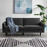 Mainstays 73in Storage Futon with Hidden Under-Seat Storage, Manual Reclining Seat Back, Charcoal, Twin Size MS2632758696R01