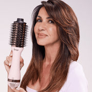 L'ange Hair 2651 Le Volume 2-in-1 Blow Dryer and Volumizer Brush, 60mm Titanium Oval Barrel, Blush