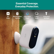 Arlo Essential Battery Operated Outdoor Security Camera, Wireless, 2K Resolution, Color Night Vision, Motion Detection, Integrated Spotlight and Siren, Dual-Band Wi-Fi, 3 Pack, White, VMC3080