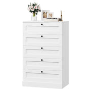 Homfa HOS-PB-214 5 Drawer White Bedroom Dresser, White