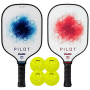Franklin Sports Pilot Pickleball Set, 2 Fiberglass Paddles with Polypropylene Core, 4 X-40 Outdoor Balls, USA Pickleball Certified, 59812