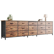 Amadwell 78.8 Inch Dresser with 15 Fabric Drawers, Rustic Brown, Large TV Stand for Up to 85 Inch TVs