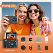 XLURC Digital Camera, 8K UHD, 88MP, Autofocus, 18X Digital Zoom, 3-Inch 180 Flip Screen, WiFi Enabled, Gunmetal, WD300-1-8K