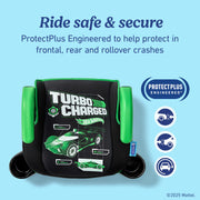 Graco TurboBooster 2.0 Backless Booster Seat with ProtectPlus Engineering, Height-Adjustable Armrests, Hide-Away Cup Holders, Machine-Washable Pad, Green