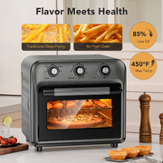 HOMSHADE 19QT Air Fryer Toaster Oven, 5-in-1 Multifunctional Countertop Cooker, Oil-Free Air Frying, 1500W, Black