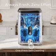 Goosiay Nugget Ice Maker Portable Countertop, 33lb Daily Output, Soft Chewable Pebble Ice, Stainless Steel Black, HZB-15N/S