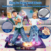 Beefunni Dance Mat Toys, Large Size, Light-Up 6-Button Wireless Bluetooth Music, 4 Game Modes, 5 Difficulty Levels, Purple, For Kids Ages 3-12, C5006