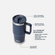 Yeti Rambler 20 Oz Travel Mug with Leakproof Quick-Flip Straw Lid, Stainless Steel, Vacuum Insulated, Cup Holder Friendly, Desert Bloom, 21071507205
