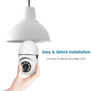 Jqimn 2.4GHz Light Bulb Security Camera, 1080P Wireless Indoor Outdoor, 360 Pan/Tilt/Zoom, Color Night Vision, AI Motion Detection, Audible Alarm, Two-Way Talk