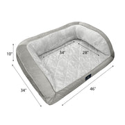 Serta Quilted Orthopedic Bolster Couch Dog Bed, Gray, Extra Large