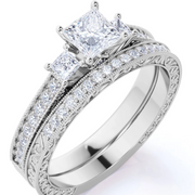 JeenMata RHJGJtansn11521 Beautiful 1.25 Carat Real Moissanite Wedding Ring Set in 18k White Gold Over Silver