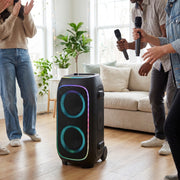 onn XL Wireless Party Speaker, 240W Power, Bluetooth, LED Lighting, IPX4 Water Resistant, 16-Hour Playtime, Black
