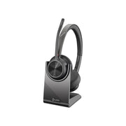 Poly Voyager 4320 UC Stereo Bluetooth Wireless Headset with Noise-Canceling Dual Microphones, USB-A Adapter, Charging Stand, Lightweight Adjustable Headband