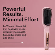 L'ange Hair Le Vite Ceramic Straightening Brush with Digital LCD Display, Adjustable Temperature up to 450F, Double Negative Ion Technology, Pink Blush, 2328