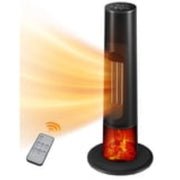 FLAMEMORE WLD034 Tower Space Heaters with Fireplace 1500W,Portable Electric Heater with 12H Timer, Remote Control, Black