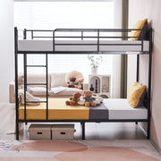 Zimtown BB-GY-STD300 Metal Bunk Bed Twin Over Twin, Heavy Duty Steel Frame, Safety Guardrails, Flat Ladder, Under-Bed Storage, Gray