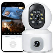 GPED Baby Monitor with Dual Cameras, 3K HD WiFi Security Camera with 360 PTZ and Fixed Camera, Motion Tracking