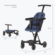 Dream On Me Coast Rider Travel Stroller, Lightweight Aluminum Frame, Compact Book-Folding Design, Adjustable Handlebar, Soft-Ride Wheels, Converts to Rider and Scooter, Navy, 365-NAVY
