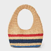 Universal Thread Casual Raffia Shoulder Bag, Red/Blue Stripe