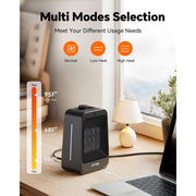 NFTIGB 1500W PTC Space Heater, Portable Ceramic Electric Heater, Black, Compact Desktop Design