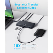 Anker USB 3.0 HDMI KVM Switch with 5 USB 3.0 Ports, 4K 60Hz HDMI, Magnetic Remote Button, 85W Power Delivery, Gray, A83K8