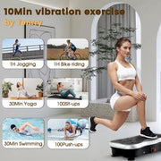 Cedar Space Vibrating Plate Exercise Machine, Whole Body Vibration, 5 Workout Modes, Adjustable Speed, 2 Resistance Bands, Silver