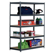 72 in. H x 48 in. W x 24 in. D 5-Shelf Steel Shelving Unit in Black
