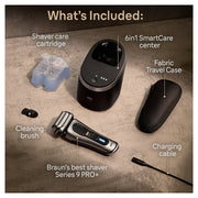 Braun 91530214 Series 9 PRO+ Electric Shaver, 6in1 SmartCare Center & Travel Case, 9567cc Silver