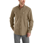 Carhartt Rugged Flex Rigby Long Sleeve Work Utility Button-Down Shirt, Dark Khaki, 2X-Large Tall, 103554