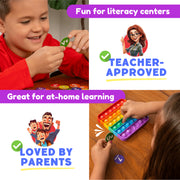 The Fidget Game ABC Bingo Educational Game with Multicolor Silicone Fidget Mats for 2-6 Players Ages 3+