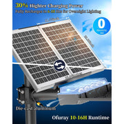 Bjsuc Solar Street Light, 15000W Equivalent, 3850000 Lumens, 6500K White LED, IP68 Waterproof Aluminum, Commercial Solar Flood Light, Black, Y-11000W