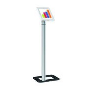 Pyle Tablet Metal Security Stand Holder with Adjustable Clamp-Style Arm, Anti-Theft Floor Mount, White, PSPADLK38