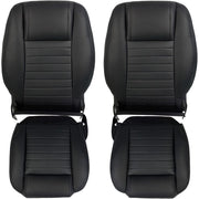 SHTLYH Front Seat Covers, Premium Perforated Black Leather, Complete Front Set for 2005-2009 Ford Mustang GT Convertible Coupe V8
