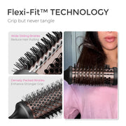 TYMO STYLUX Heated Round Brush, 3-in-1 Styling Tool with 1.7-Inch Ceramic Barrel, T-Gloss Keratin Coating, Dual Voltage, Black