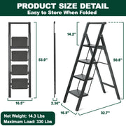 Siavonce XH06859 4 Step Ladder 4 -Step 330-lb Capacity Steel Foldable Step Stool
