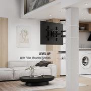 CondoMounts Full Motion Small Pillar TV Mount, No-Drill Strap-On for 32-70 Inch TVs, Holds 80 lbs, Fits 4-12 Inch Round & Square Posts, Silver, CLMTVA1144