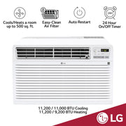 LG LT1233HNR 11,000 BTU 500 Sq. ft Through-the-Wall Air Conditioner with 11,200 BTU Supplemental Heat