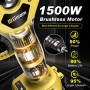 Gisam 2-in-1 Electric Pruning Shears Cordless with Adjustable Pole, 1400W Brushless Motor, 13.5 Ft Reach, 1.6 Inch Cut Diameter, Dual 2.0Ah Batteries, 0-180 Vertical Rotation