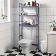3-Tier Over-The-Toilet Space Saver Organizer Rack, Bamboo, Grey