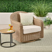 Better Homes & Gardens BH5708811816077 Bellamy Outdoor 1pk Swivel Glider Chair, Tan Wicker/Cream Cushion