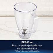Oster Turbo Countertop Blender, 750W Motor, 54 oz BPA-Free Plastic Jar, Stainless Steel Blades, 5-Speed, White, 2254504